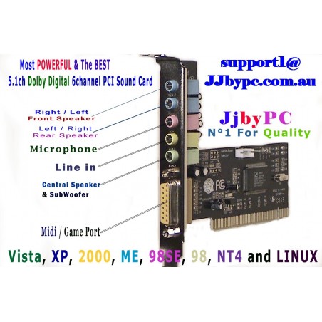 Dolby Digital 6-Channel 5.1 Live Theater 3D PCI Surround Sound Card