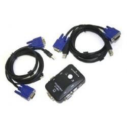2-PORT USB 2.0 & VGA/SVGA KVM SWITCH BOX with 2 SETS OF CABLES