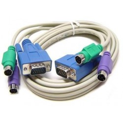 KVM 3-in1 Male to Male PS/2 & SVGA/VGA Connectors 2mtrs Cable