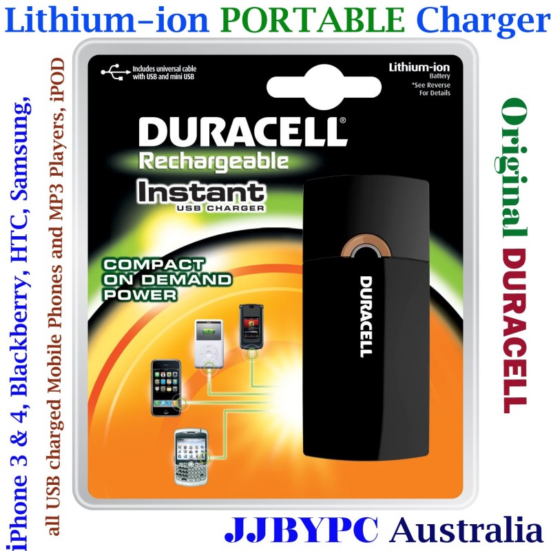 Duracell Portable USB Lithium-ion Charger for iPhones, iPod, Blackberry and MP3 Players