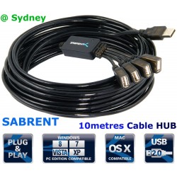 Sabrent 10 Metres USB 2.0 ACTIVE EXTENSION CABLE TYPE A MALE TO TYPE A FEMALE