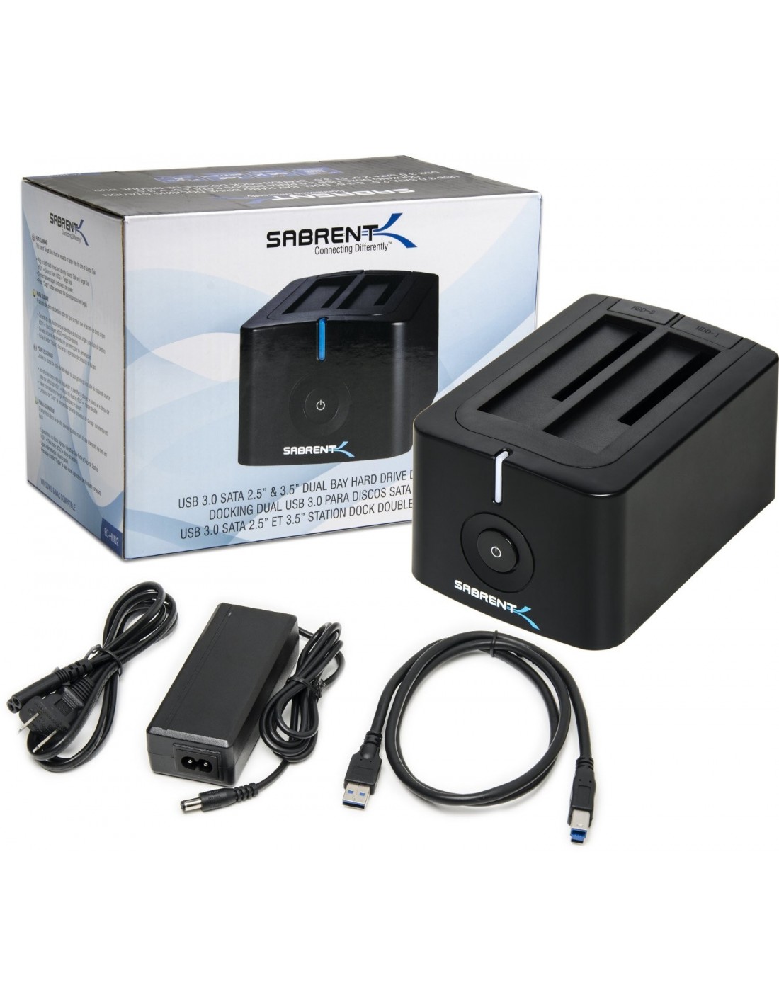 Sabrent USB To SATA Dual Bay External HDD Docking Station HDD SSD W Duplicator