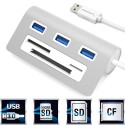Sabrent HB-MACR MAC & PC 3 Port USB 3.0 Hub w/ CF/SD/Micro SD Card Reader - Silver