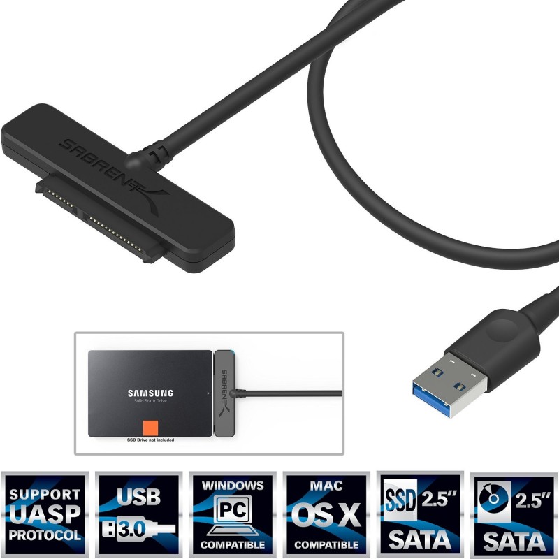 EC-SSHD Sabrent USB 3.0 to SSD / 2.5-Inch SATA Hard Drive Adapter 