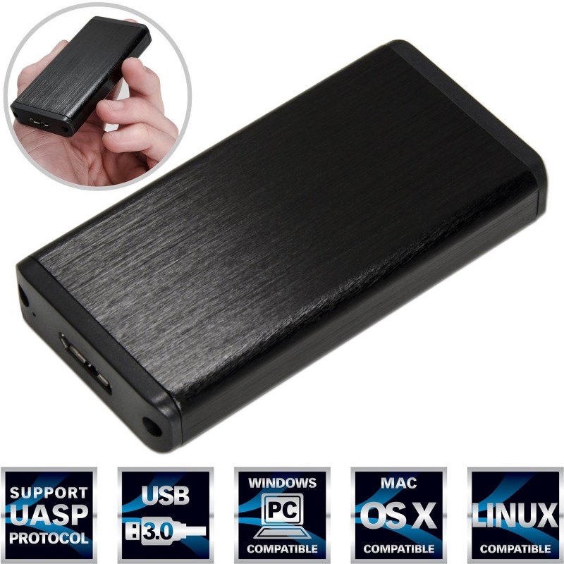 Sabrent USB 3.0 mSATA II or III/6G SSD Enclosure Adapter [Support UASP] (EC-UKMS)