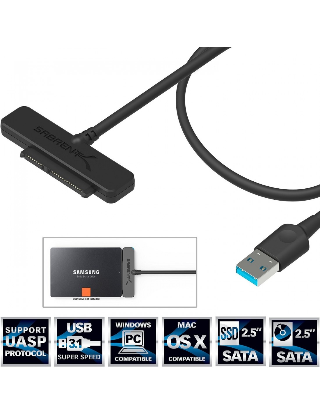Sabrent USB 3.1 (Type-A) to SSD / 2.5-Inch SATA Hard Drive ...