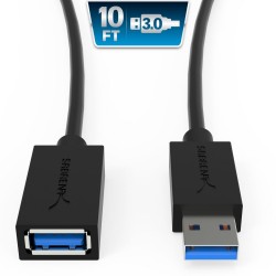 Sabrent 3metres 22AWG USB 3.0 Extension Cable A-Male to A-Female CB-3010 [BLACK]