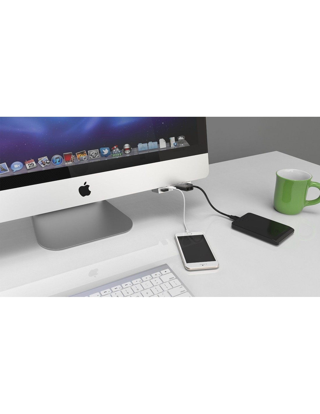 SABRENT Premium 4-Port Aluminum USB 3.0 Hub For iMac Slim Unibody HB-IMCU