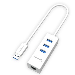 SABRENT 3-Port USB 3.0 HUB with RJ45 10/100/1000 Gigabit Ethernet Port (HB-NTUW)