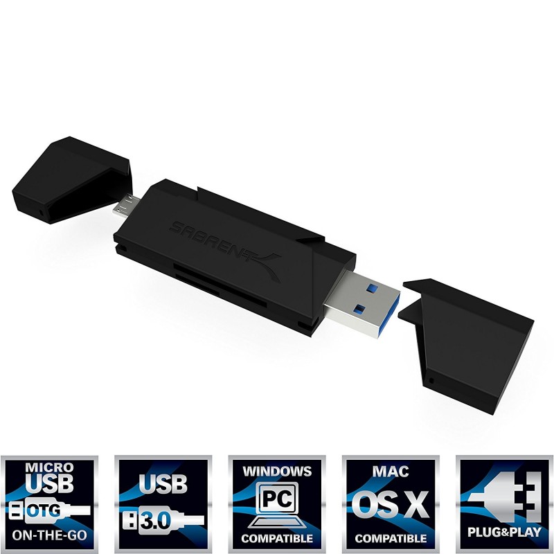 Sabrent 2-Slot Micro USB OTG and USB 3.0 Flash Memory Card Reader (CR-UMMB)