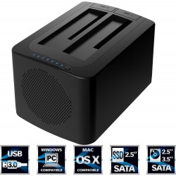 Sabrent USB 3.0 to SATA Dual Bay Hard Drive Docking Station with Fan (EC-HDFN)