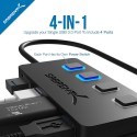 Sabrent USB Type C to 4-Port USB 3.0 Hub with Individual Power Switches and LEDs (HB-UMC4)