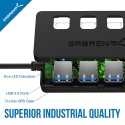 Sabrent USB Type C to 4-Port USB 3.0 Hub with Individual Power Switches and LEDs (HB-UMC4)
