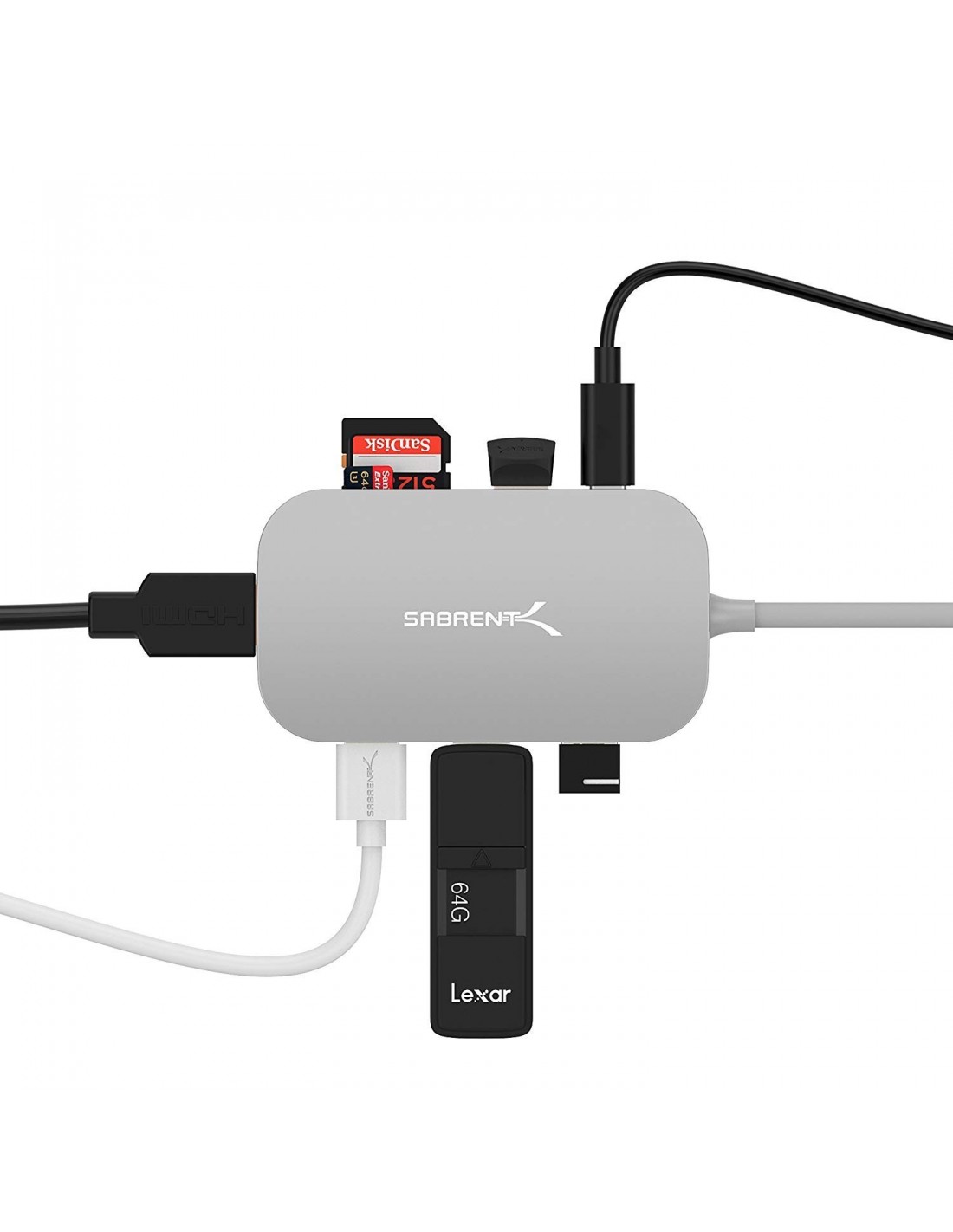 Sabrent-8-in-1 USB Type-C Hub with HDMI 4K output 100W PD Type-C port  DS-UHCR